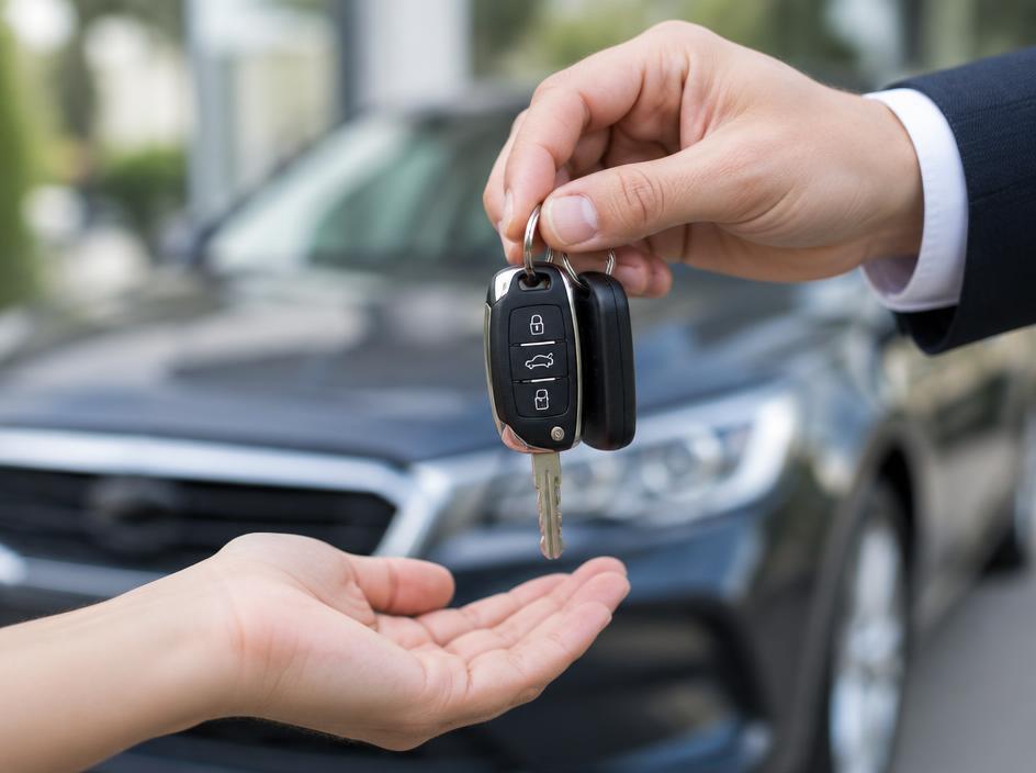 Car keys being handed over